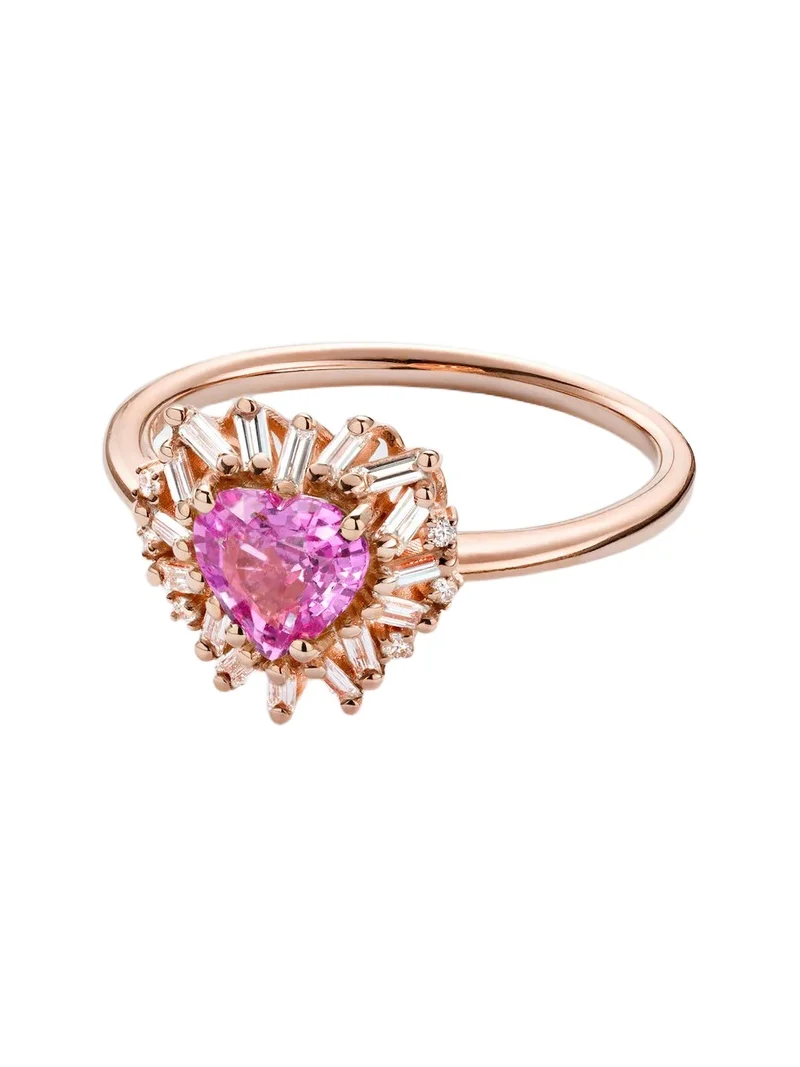 18kt rose gold ring with sapphire and diamonds