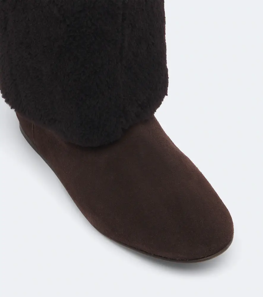 Yves Salomon Shearling and suede knee-high boots | Thumbnail 3 Yves Salomon Shearling and suede knee-high boots | Thumbnail 3
