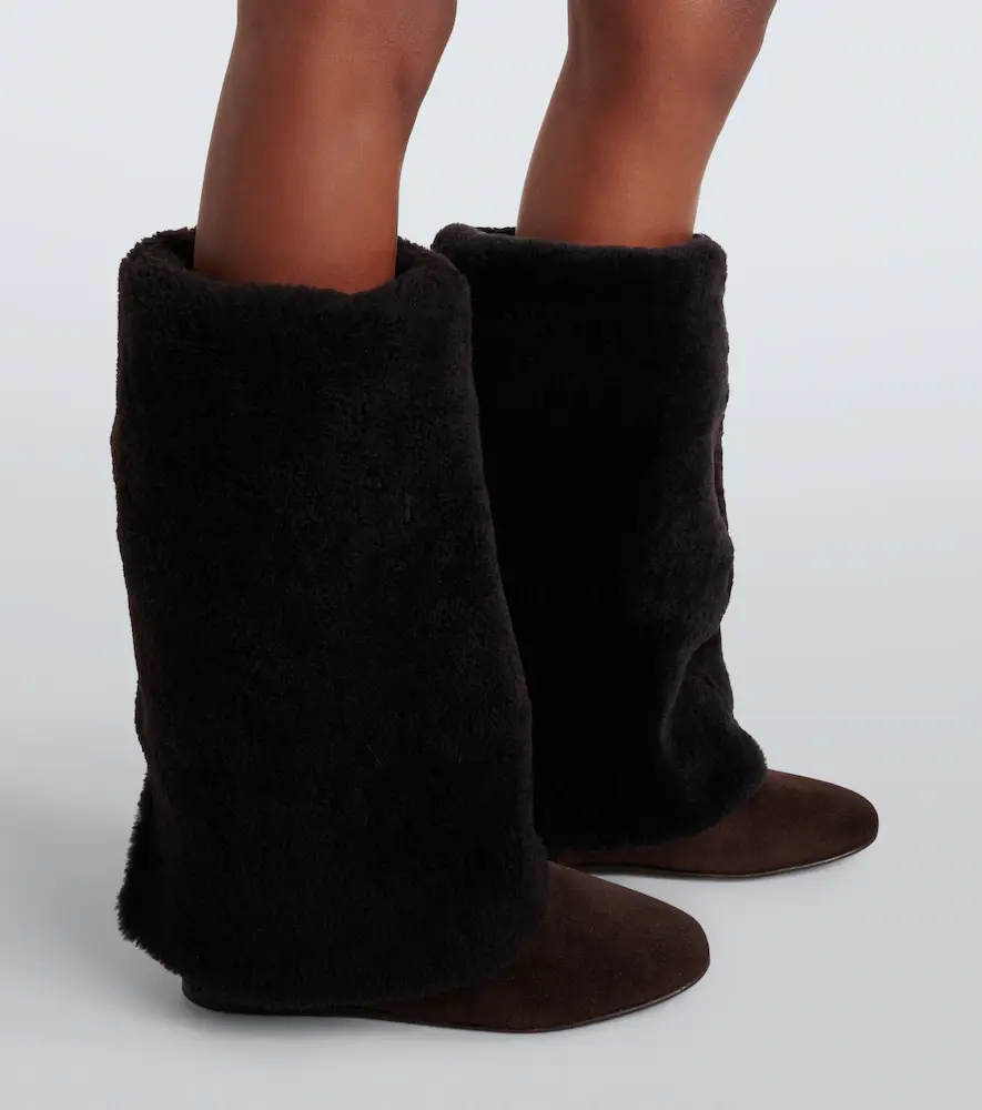 Yves Salomon Shearling and suede knee-high boots | Thumbnail 6 Yves Salomon Shearling and suede knee-high boots | Thumbnail 6