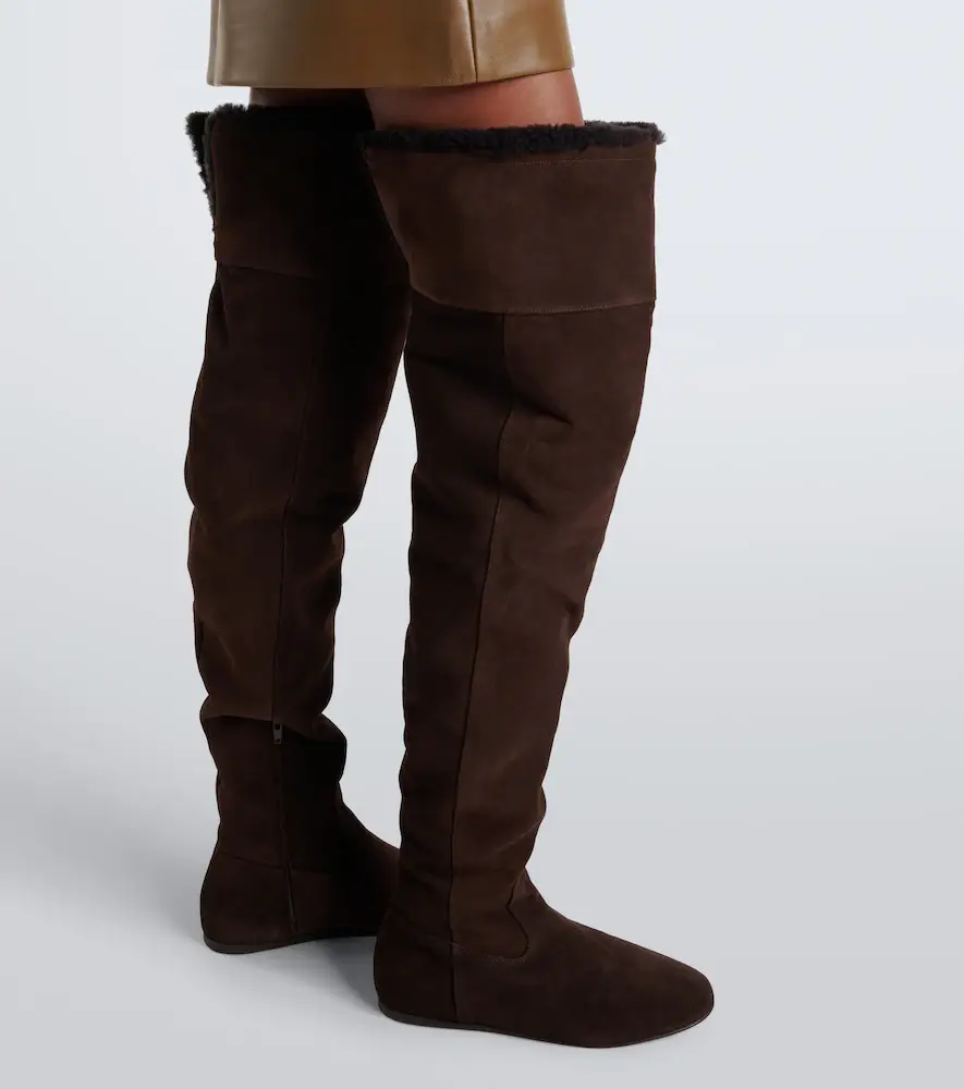 Yves Salomon Shearling and suede knee-high boots | Thumbnail 8 Yves Salomon Shearling and suede knee-high boots | Thumbnail 8