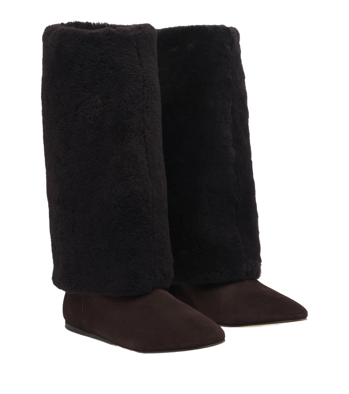 Shearling and suede knee-high boots Shearling and suede knee-high boots