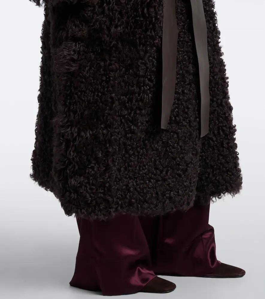 Joseph Magnus leather-trimmed shearling wrap coat | Thumbnail 5