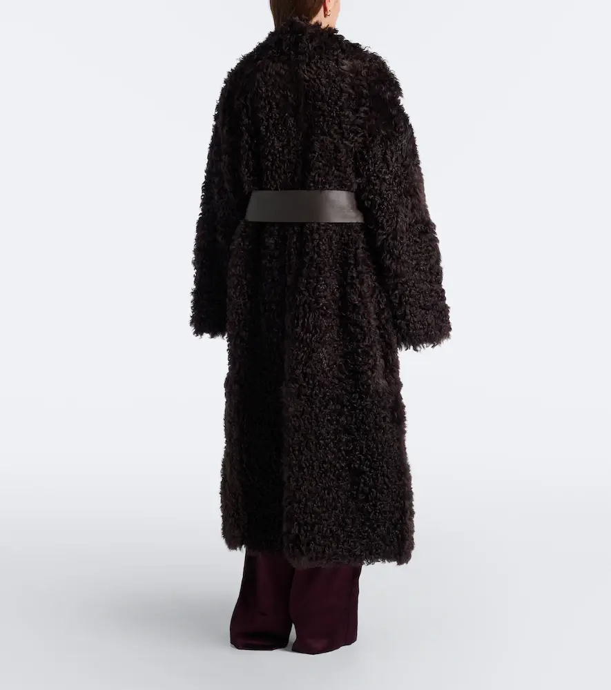 Joseph Magnus leather-trimmed shearling wrap coat | Thumbnail 6