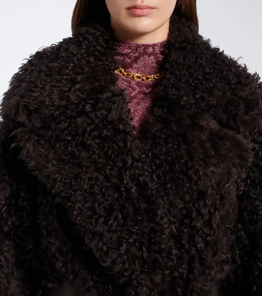 Joseph Magnus leather-trimmed shearling wrap coat | Thumbnail 7