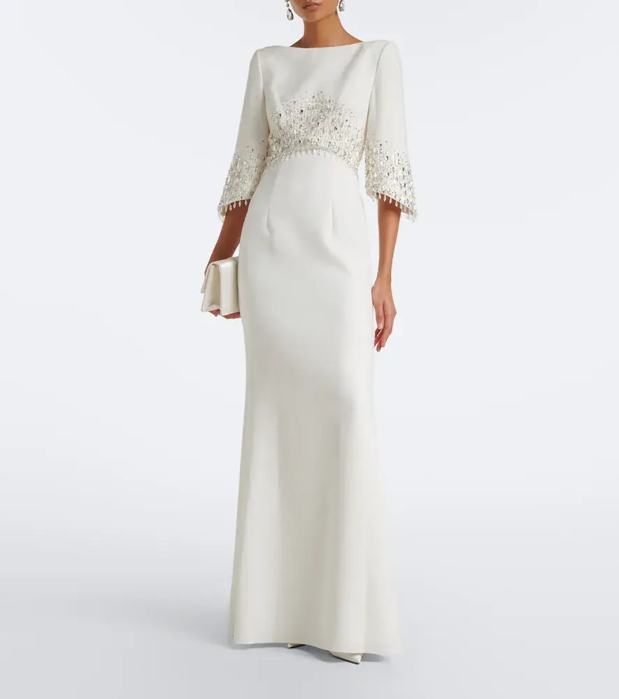 Jenny Packham Bridal Electra embellished crêpe gown | Thumbnail 4 Jenny Packham Bridal Electra embellished crêpe gown | Thumbnail 4