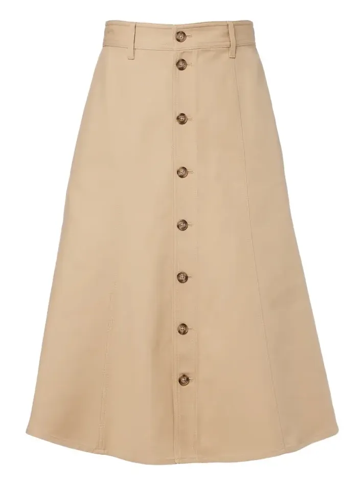Cotton and wool twill midi skirt Cotton and wool twill midi skirt
