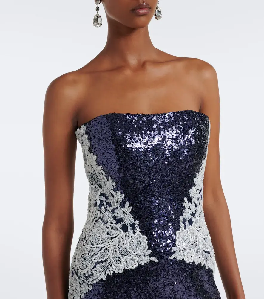 Costarellos Scarf-detail sequined bustier gown | Thumbnail 3 Costarellos Scarf-detail sequined bustier gown | Thumbnail 3