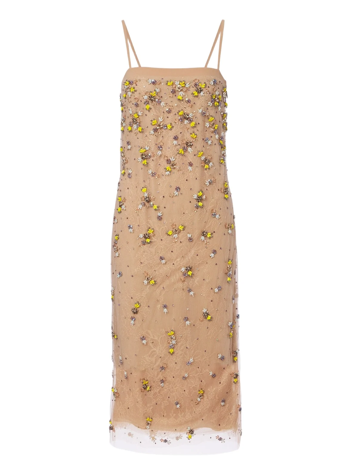 Embellished lace-trimmed cocktail dress