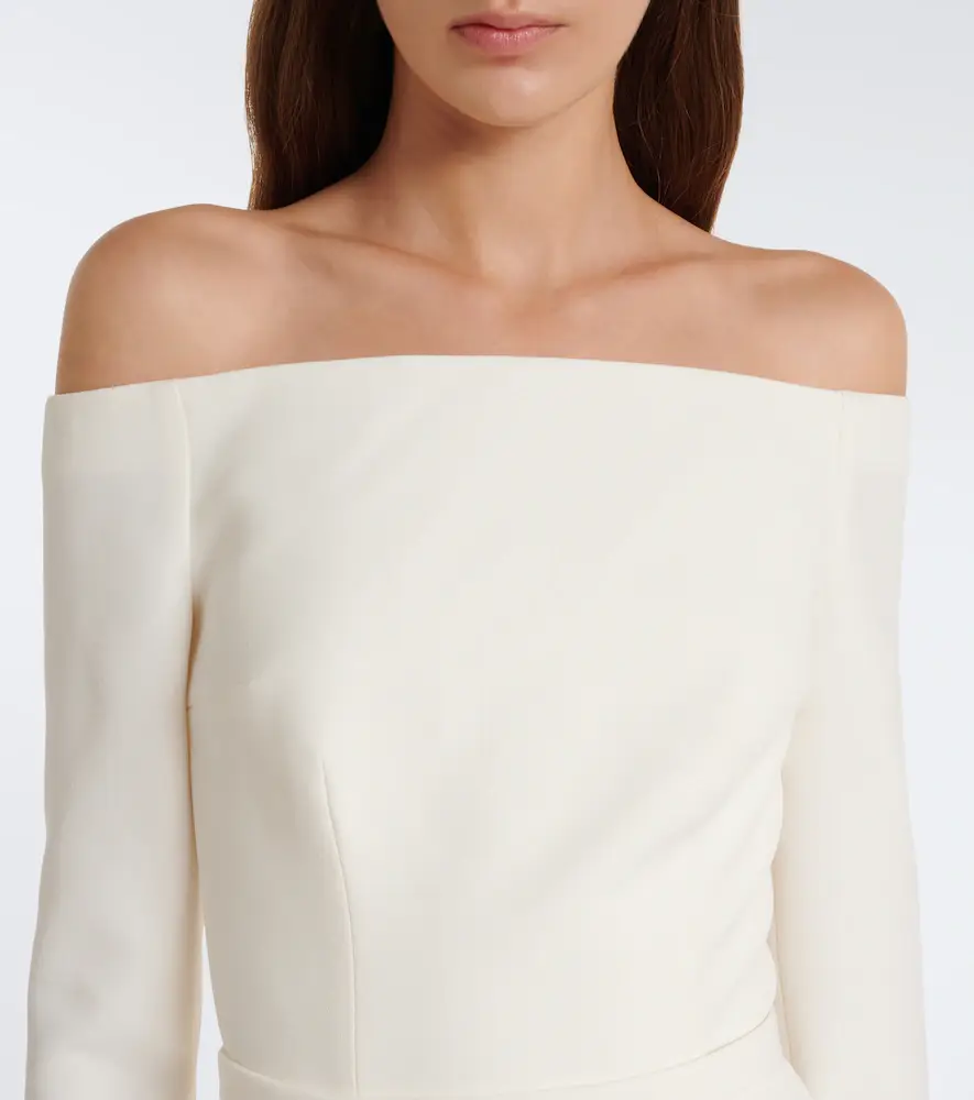 Safiyaa Bridal Amadora off-shoulder crêpe gown | Thumbnail 3 Safiyaa Bridal Amadora off-shoulder crêpe gown | Thumbnail 3