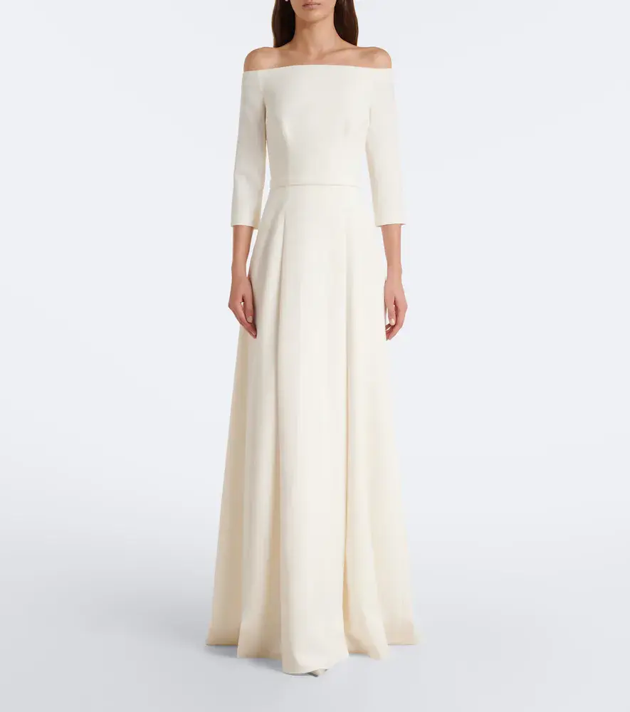 Safiyaa Bridal Amadora off-shoulder crêpe gown | Thumbnail 6 Safiyaa Bridal Amadora off-shoulder crêpe gown | Thumbnail 6