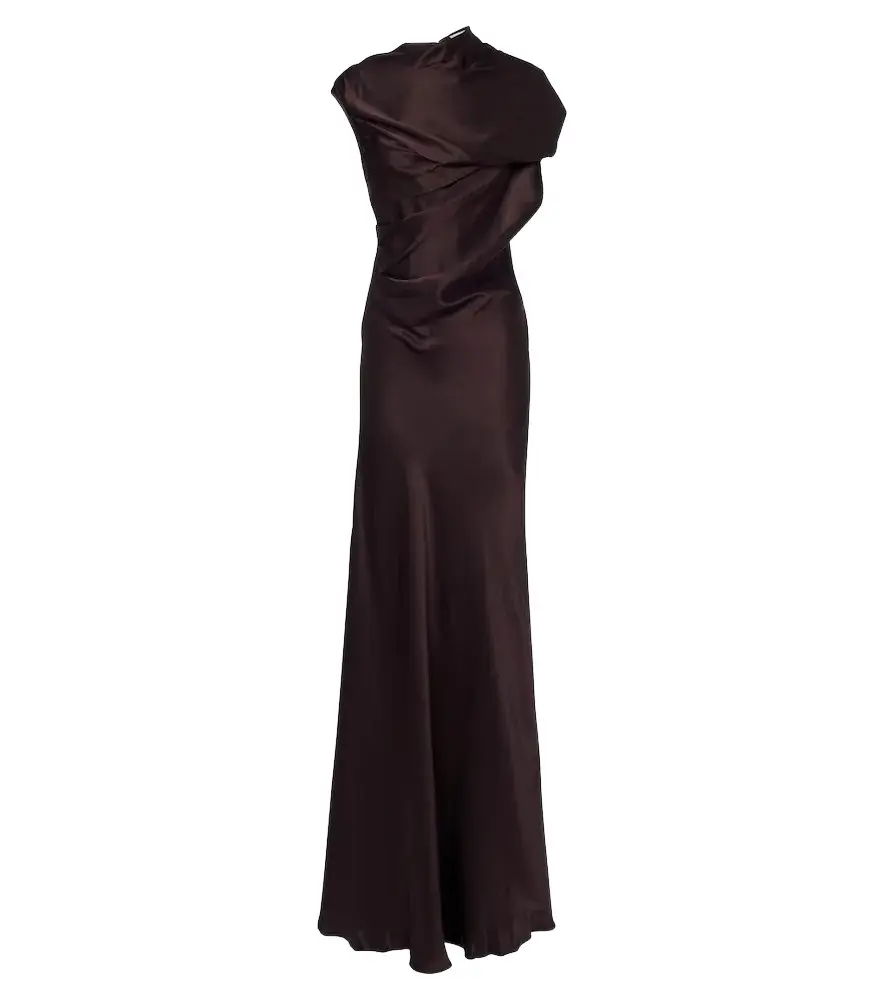 Saige gathered satin gown