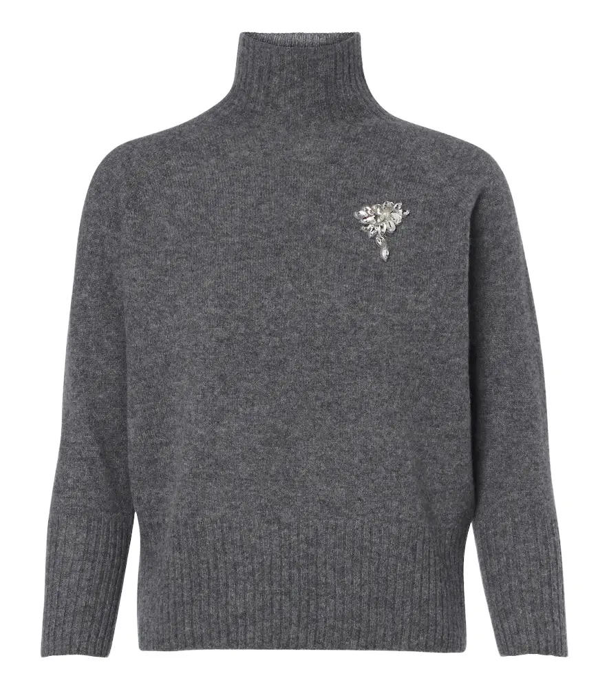 Embellished cashmere turtleneck sweater