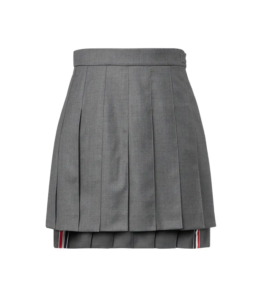 Thom Browne Pleated wool miniskirt