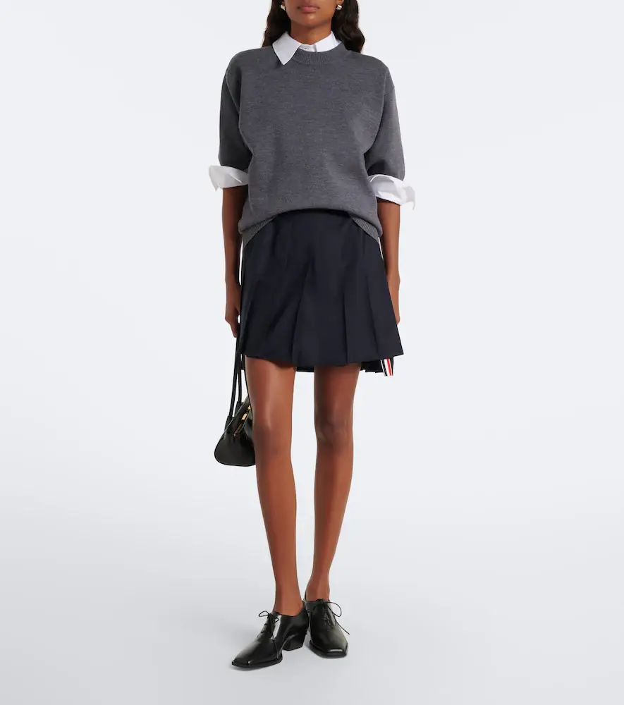 Thom Browne Pleated wool miniskirt | Thumbnail 3