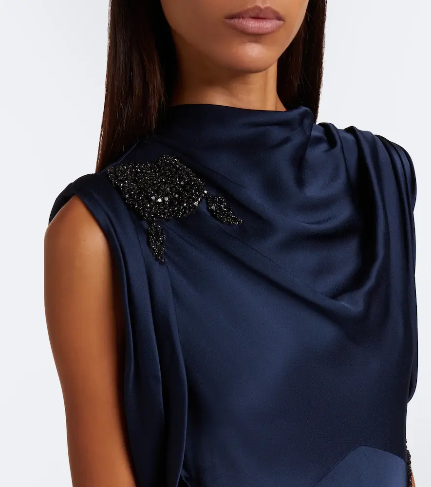 Erdem Draped embellished satin cady gown | Thumbnail 2