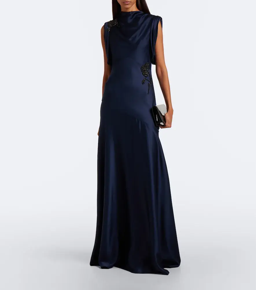 Erdem Draped embellished satin cady gown | Thumbnail 5