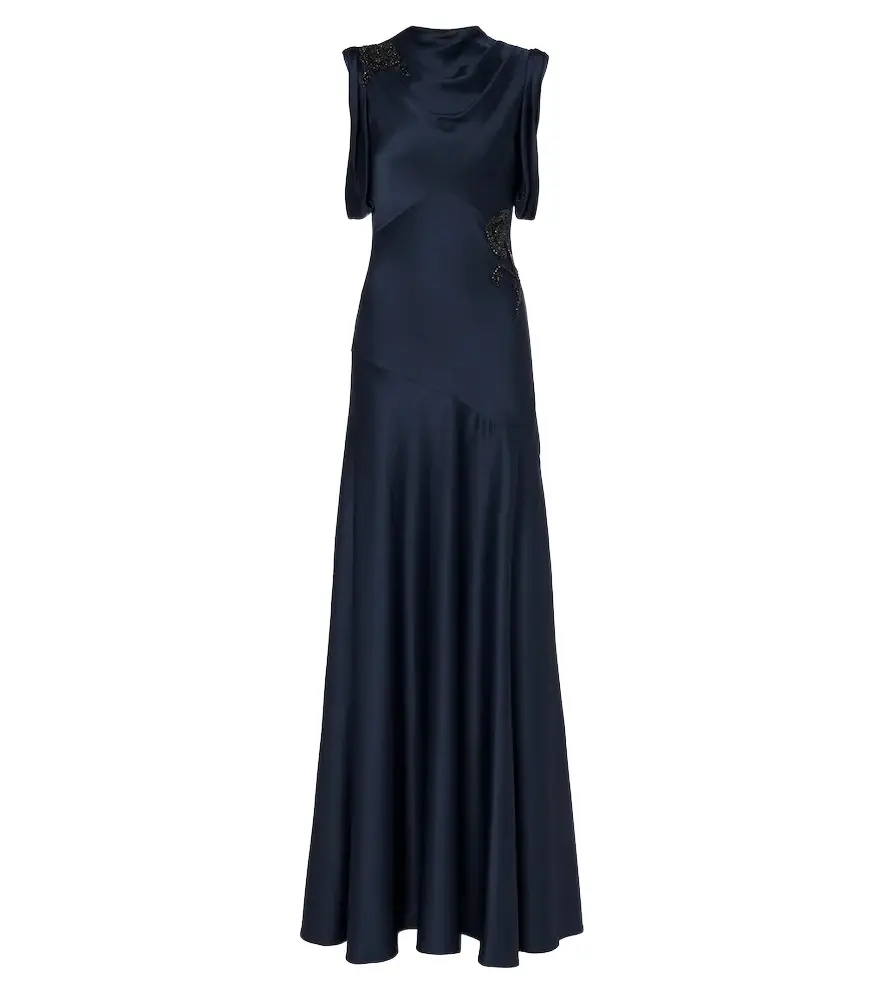 Erdem Draped embellished satin cady gown