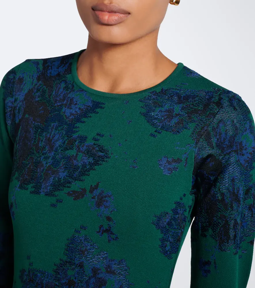 Erdem Floral fringed knitted jacquard midi dress | Thumbnail 3 Erdem Floral fringed knitted jacquard midi dress | Thumbnail 3