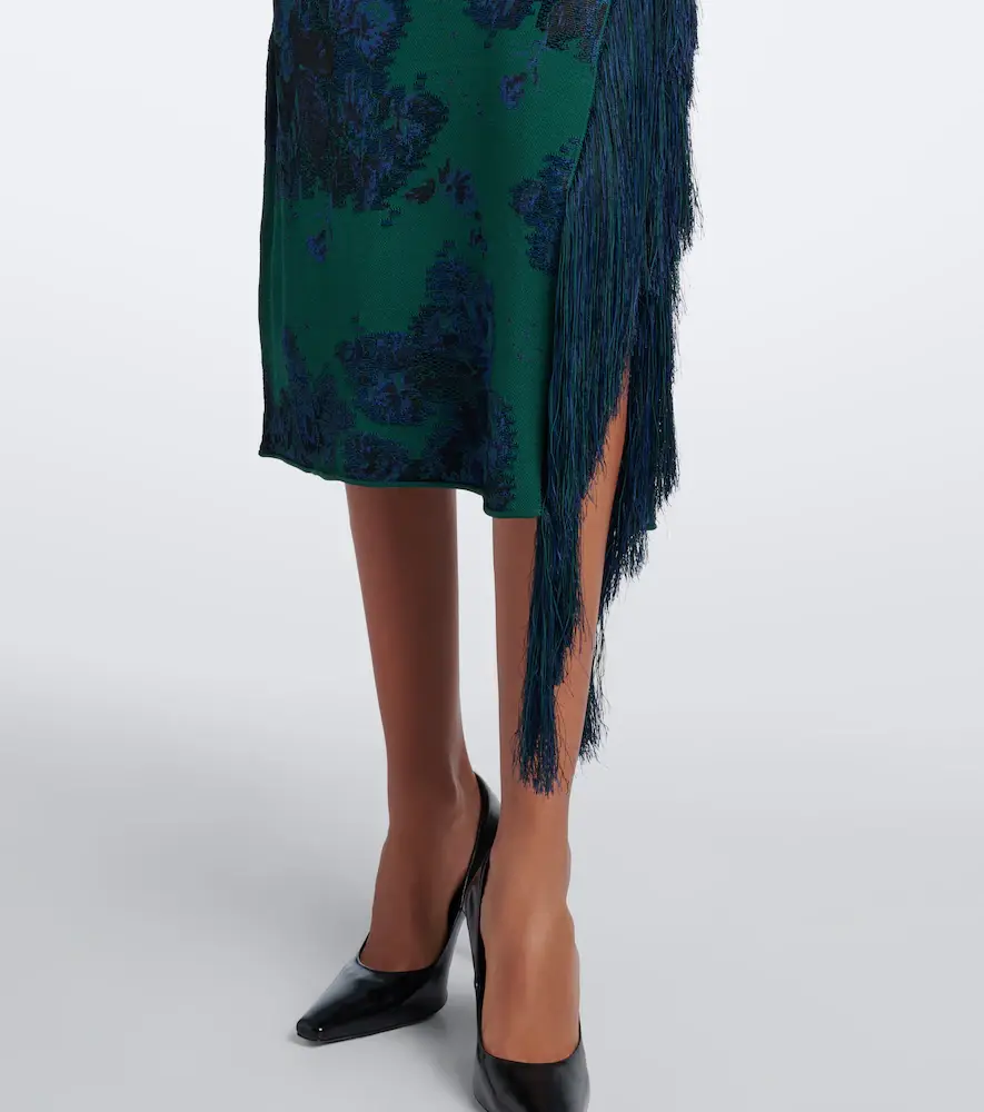 Erdem Floral fringed knitted jacquard midi dress | Thumbnail 4 Erdem Floral fringed knitted jacquard midi dress | Thumbnail 4