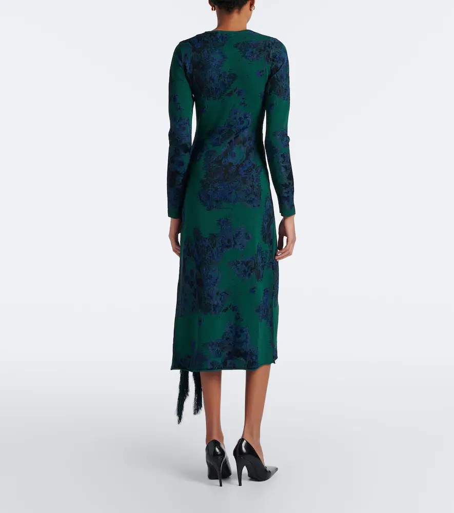 Erdem Floral fringed knitted jacquard midi dress | Thumbnail 5 Erdem Floral fringed knitted jacquard midi dress | Thumbnail 5