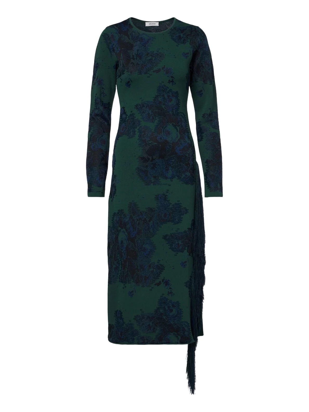 Erdem Floral fringed knitted jacquard midi dress