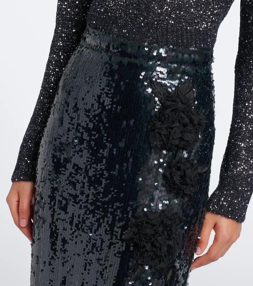 Erdem Floral-appliqué sequined midi skirt | Thumbnail 3 Erdem Floral-appliqué sequined midi skirt | Thumbnail 3