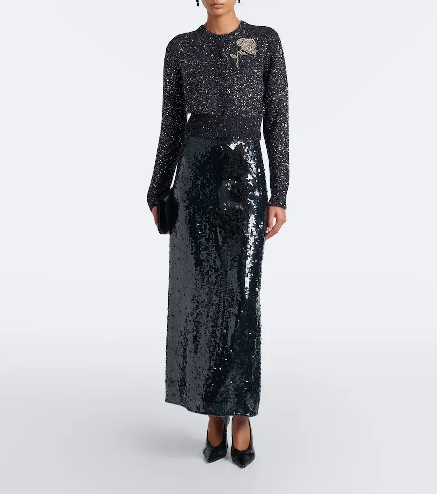 Erdem Floral-appliqué sequined midi skirt | Thumbnail 5 Erdem Floral-appliqué sequined midi skirt | Thumbnail 5