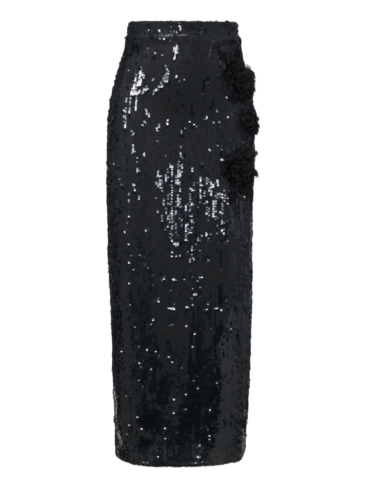 Erdem Floral-appliqué sequined midi skirt