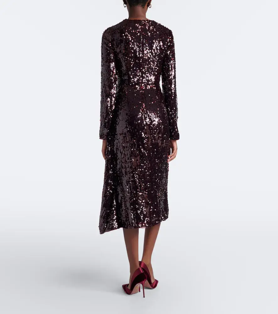 Erdem Floral-appliqué gathered sequined midi dress | Thumbnail 3 Erdem Floral-appliqué gathered sequined midi dress | Thumbnail 3