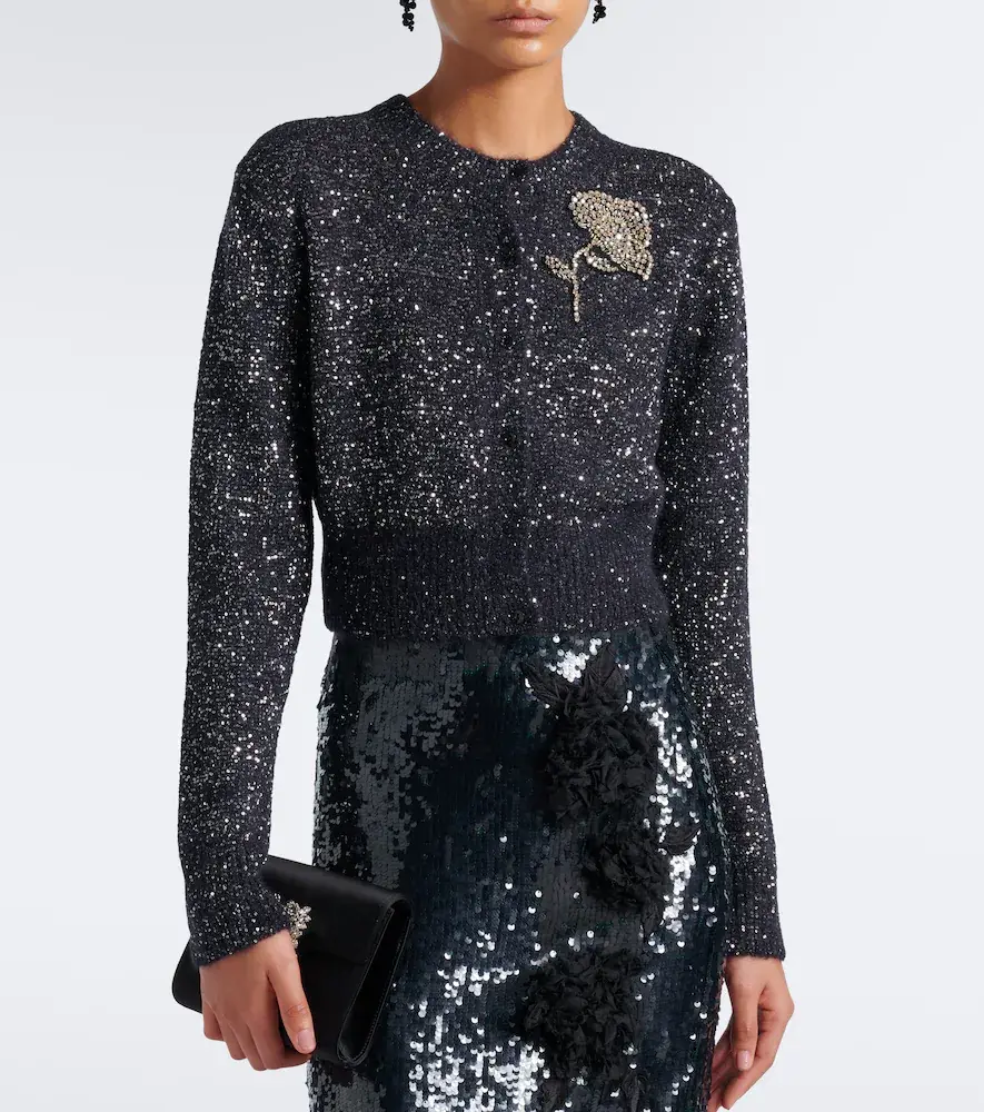 Erdem Cropped embellished alpaca-blend cardigan | Thumbnail 2 Erdem Cropped embellished alpaca-blend cardigan | Thumbnail 2