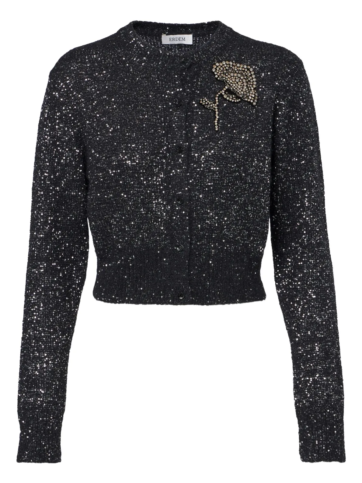 Erdem Cropped embellished alpaca-blend cardigan