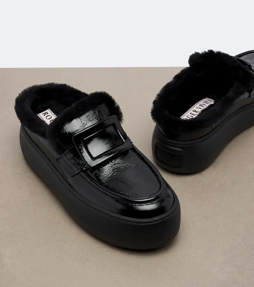 Roger Vivier Shearling-lined leather platform mules | Thumbnail 4 Roger Vivier Shearling-lined leather platform mules | Thumbnail 4