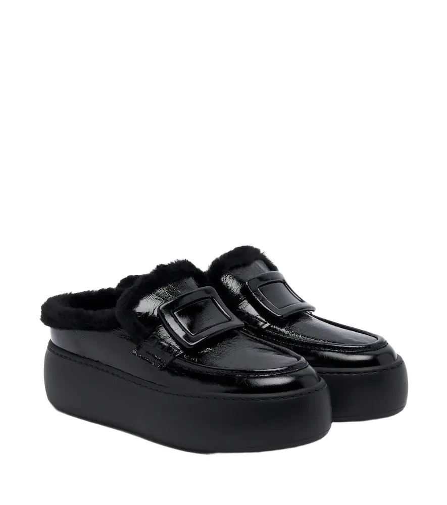 Roger Vivier Shearling-lined leather platform mules | Thumbnail 1 Roger Vivier Shearling-lined leather platform mules | Thumbnail 1
