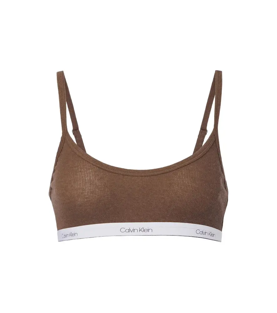 Calvin Klein Collection Sienna ribbed-knit cotton-blend bralette