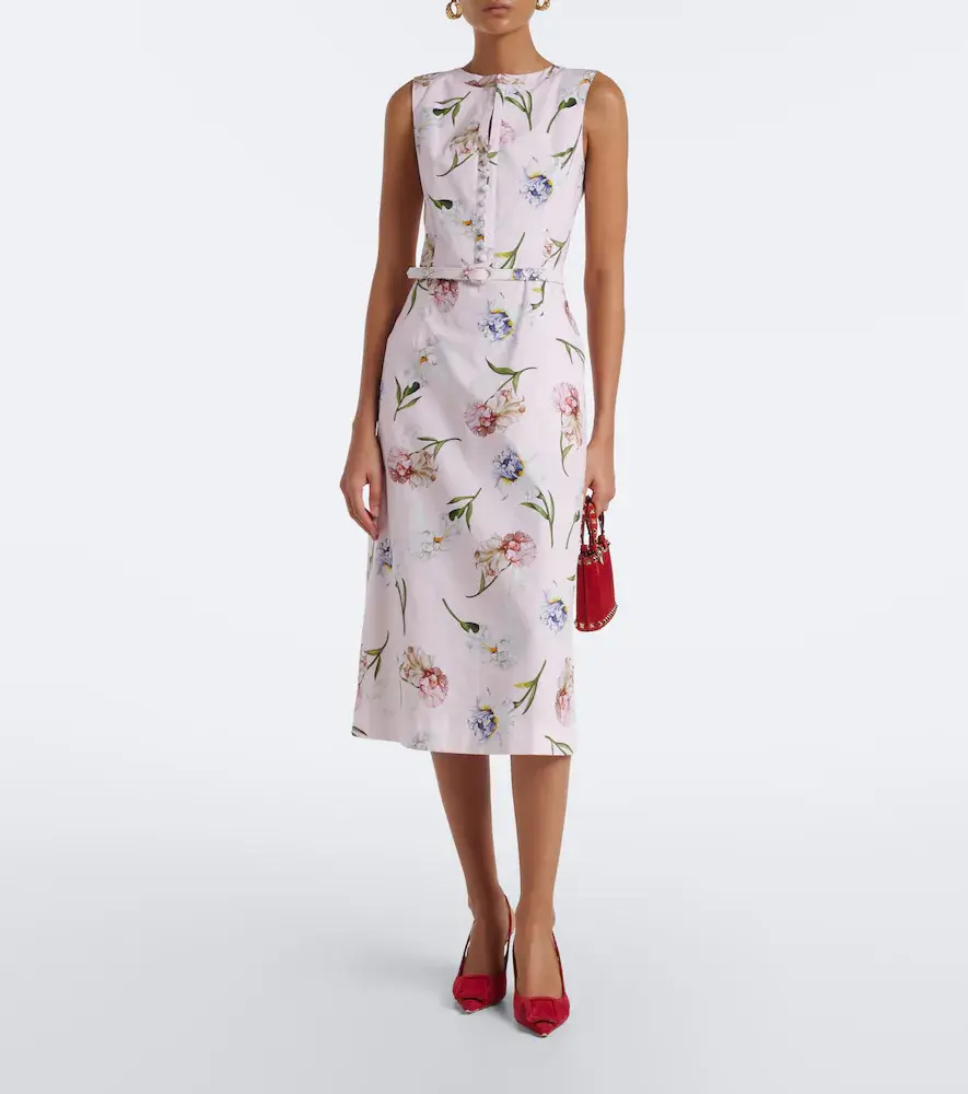 Oscar de la Renta Floral cotton-blend poplin midi dress | Thumbnail 2 Oscar de la Renta Floral cotton-blend poplin midi dress | Thumbnail 2