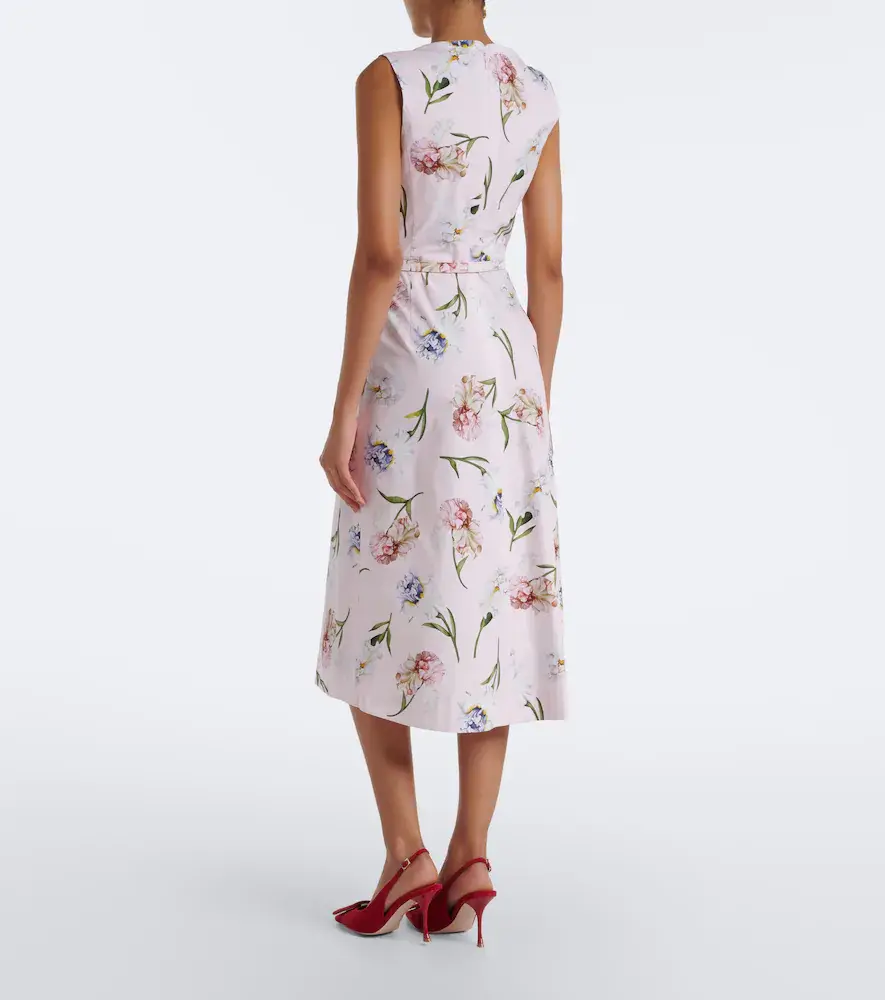Oscar de la Renta Floral cotton-blend poplin midi dress | Thumbnail 4 Oscar de la Renta Floral cotton-blend poplin midi dress | Thumbnail 4