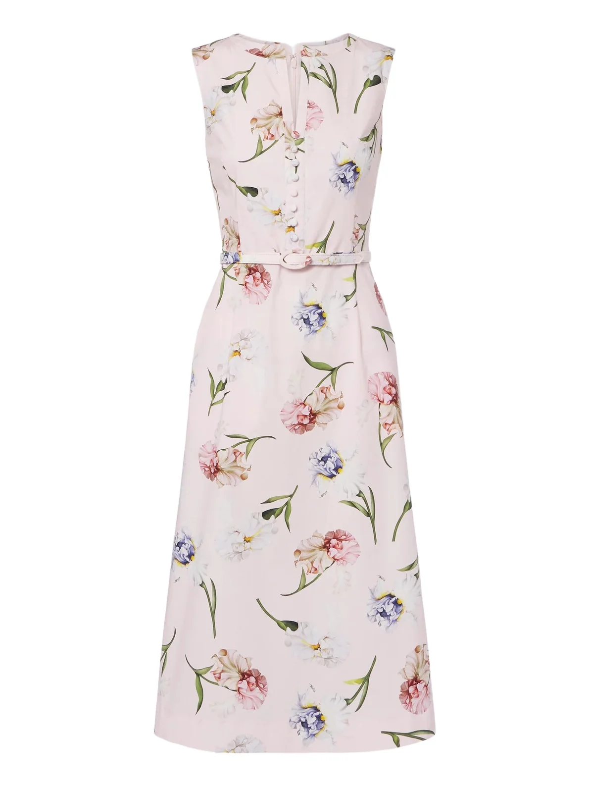 Floral cotton-blend poplin midi dress
