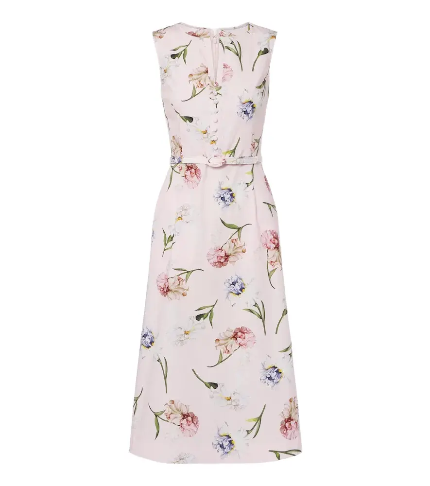 Floral cotton-blend poplin midi dress Floral cotton-blend poplin midi dress