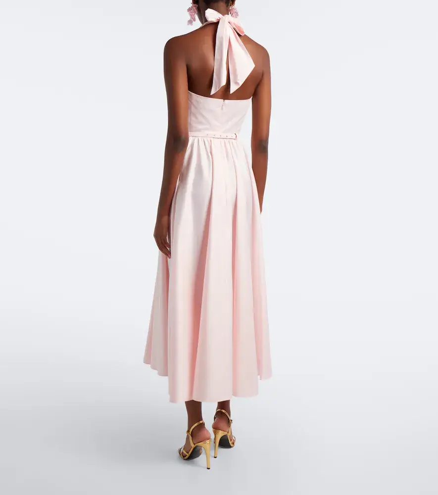 Oscar de la Renta Pleated cotton poplin sateen midi dress | Thumbnail 2 Oscar de la Renta Pleated cotton poplin sateen midi dress | Thumbnail 2