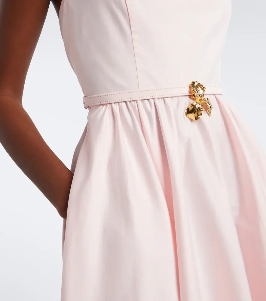 Oscar de la Renta Pleated cotton poplin sateen midi dress | Thumbnail 5 Oscar de la Renta Pleated cotton poplin sateen midi dress | Thumbnail 5