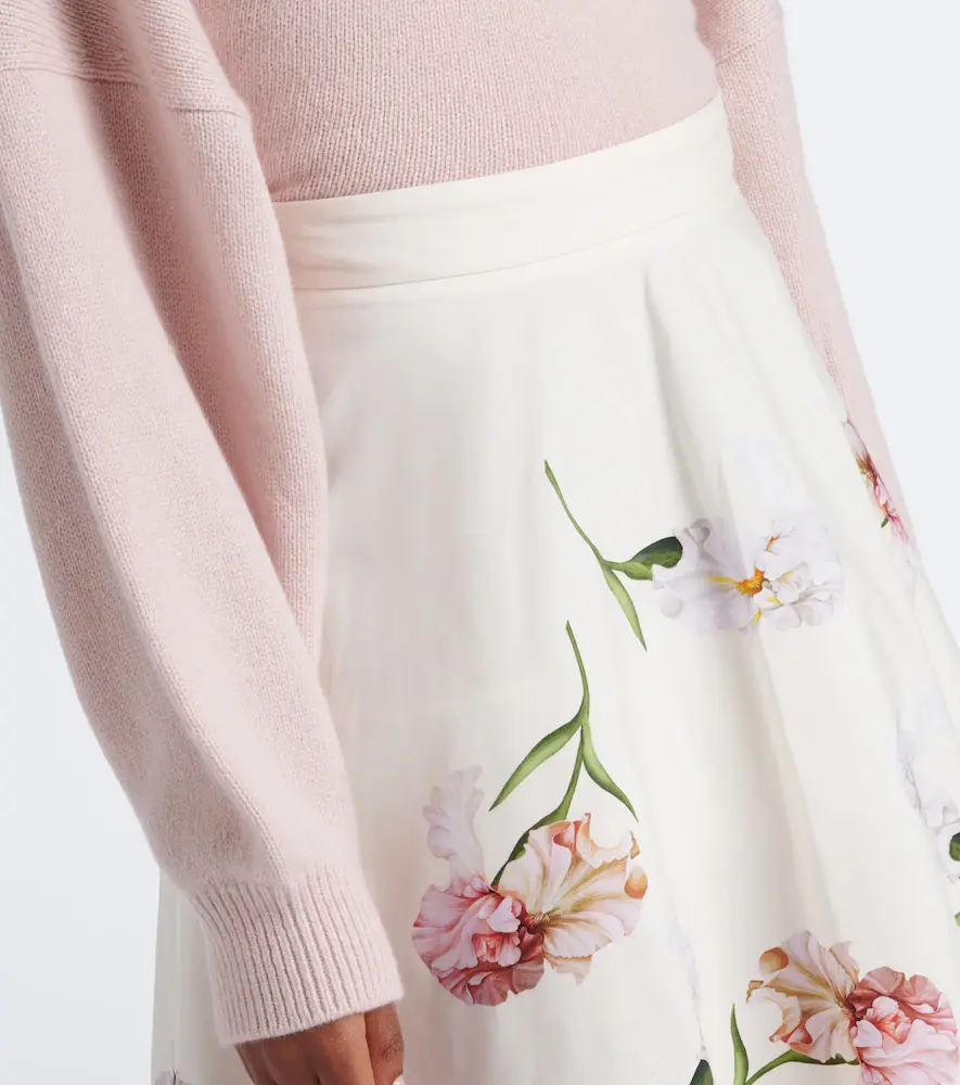 Oscar de la Renta Floral cotton-blend poplin midi skirt | Thumbnail 2 Oscar de la Renta Floral cotton-blend poplin midi skirt | Thumbnail 2