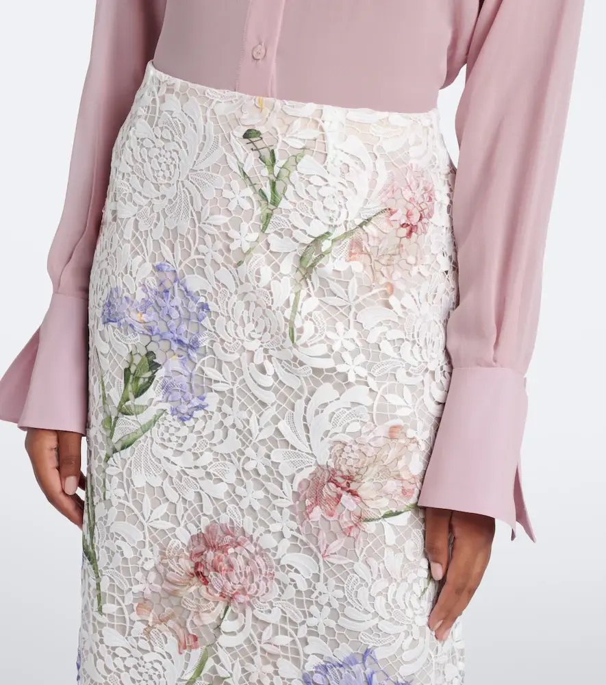 Oscar de la Renta Floral guipure lace midi skirt | Thumbnail 3 Oscar de la Renta Floral guipure lace midi skirt | Thumbnail 3