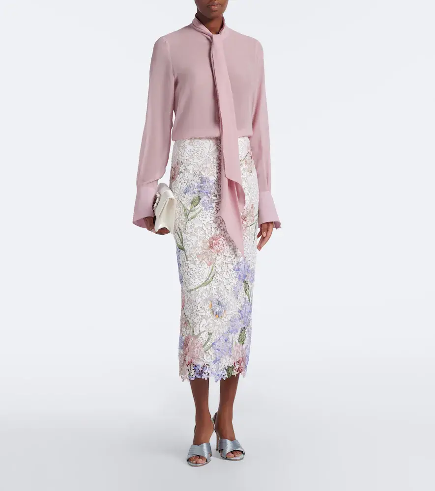 Oscar de la Renta Floral guipure lace midi skirt | Thumbnail 4 Oscar de la Renta Floral guipure lace midi skirt | Thumbnail 4