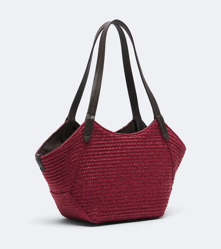 Brunello Cucinelli Monili leather-trimmed raffia-effect tote bag | Thumbnail 3 Brunello Cucinelli Monili leather-trimmed raffia-effect tote bag | Thumbnail 3