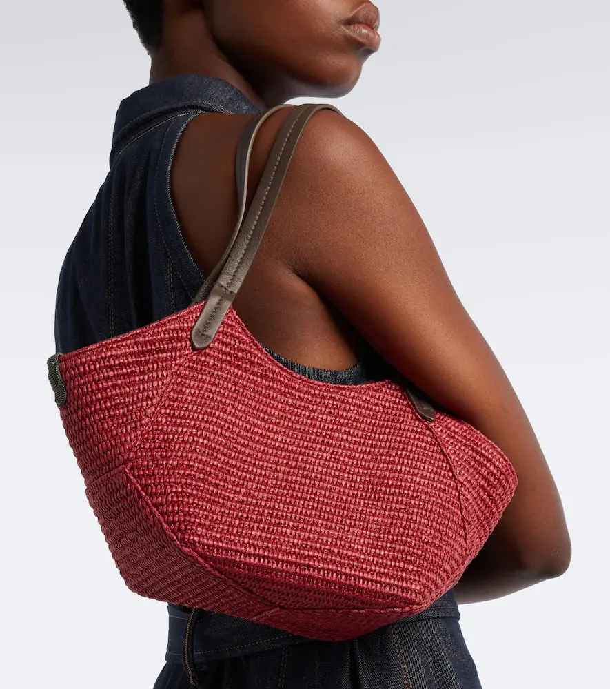 Brunello Cucinelli Monili leather-trimmed raffia-effect tote bag | Thumbnail 5 Brunello Cucinelli Monili leather-trimmed raffia-effect tote bag | Thumbnail 5