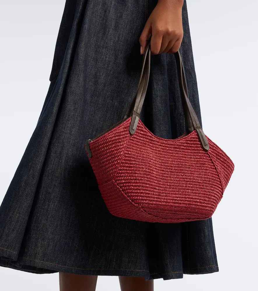 Brunello Cucinelli Monili leather-trimmed raffia-effect tote bag | Thumbnail 6 Brunello Cucinelli Monili leather-trimmed raffia-effect tote bag | Thumbnail 6
