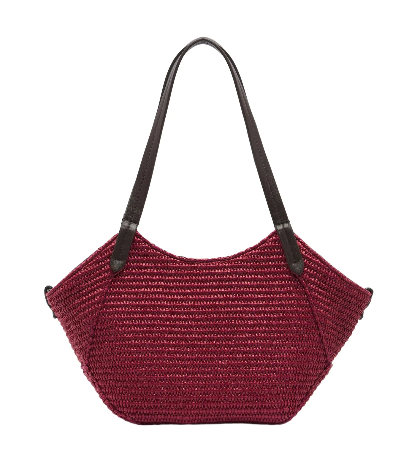 Monili leather-trimmed raffia-effect tote bag