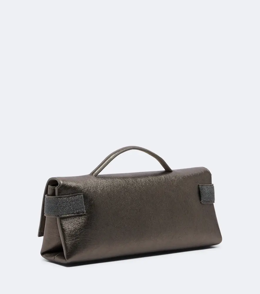 Brunello Cucinelli Essence metallic leather top-handle bag | Thumbnail 3 Brunello Cucinelli Essence metallic leather top-handle bag | Thumbnail 3