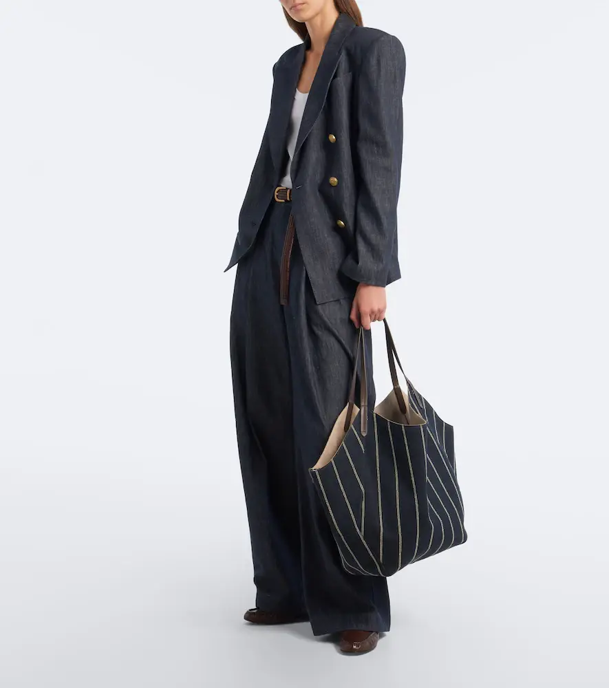 Brunello Cucinelli Monili striped canvas tote bag | Thumbnail 7
