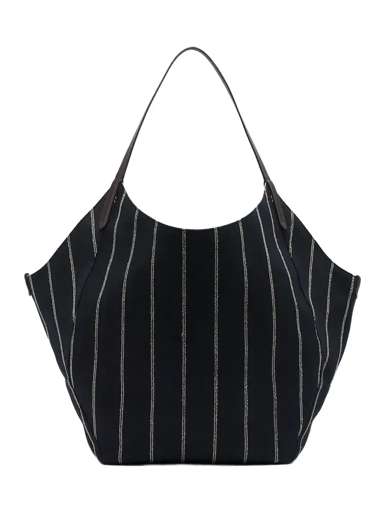 Brunello Cucinelli Monili striped canvas tote bag
